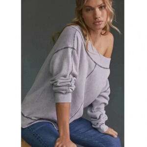 Anthropologie Pilcro off the shoulder slouchy sweatshirt